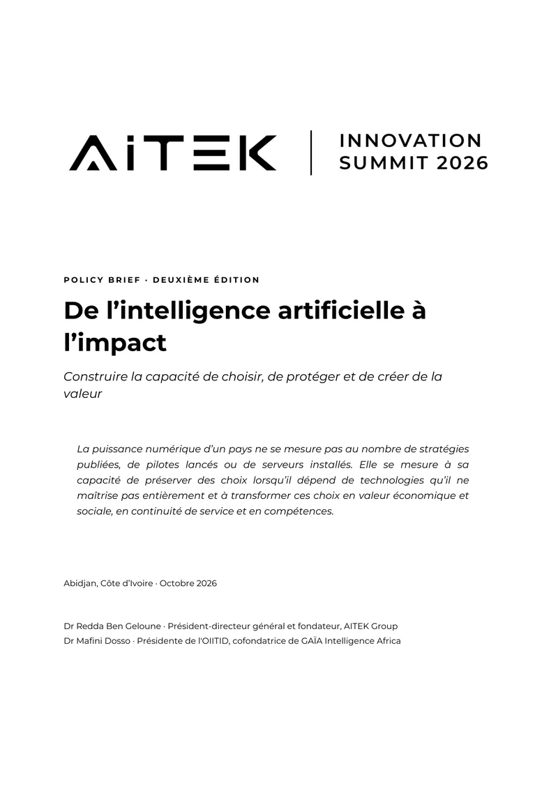 Couverture du Policy Brief AIS 2026, De l’intelligence artificielle à l’impact